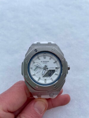 custom white casioak steel bezel casio ga2100 watch