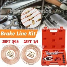 Racewill 25ft 3/16 + 1/4 Copper Coated Brake Line & Double & Single Flaring Tool