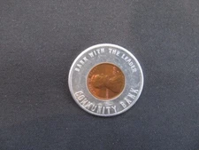 1975 Community Bank Encased Coin - 1975 D Lincoln Cent - Bank With The Leader