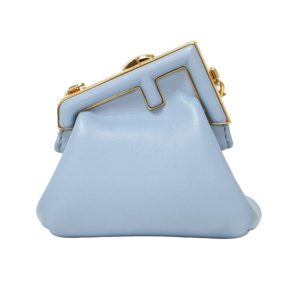 Fendi bag charm nano fast light blue pouch chain leather