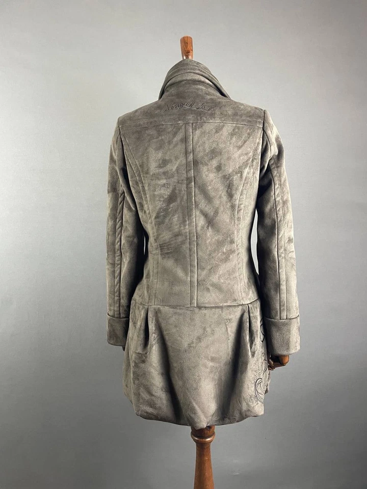 Desigual Womens Trench Coat Size 38 Gray Polyester Long Sleeve Long Jacket - Image 2 of 4