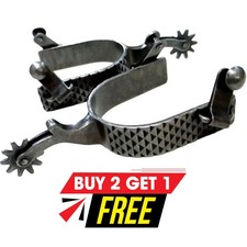 Herren Raspel Sporen Poliert Schwarz Stahl Schwer Western Cowboy Sporen