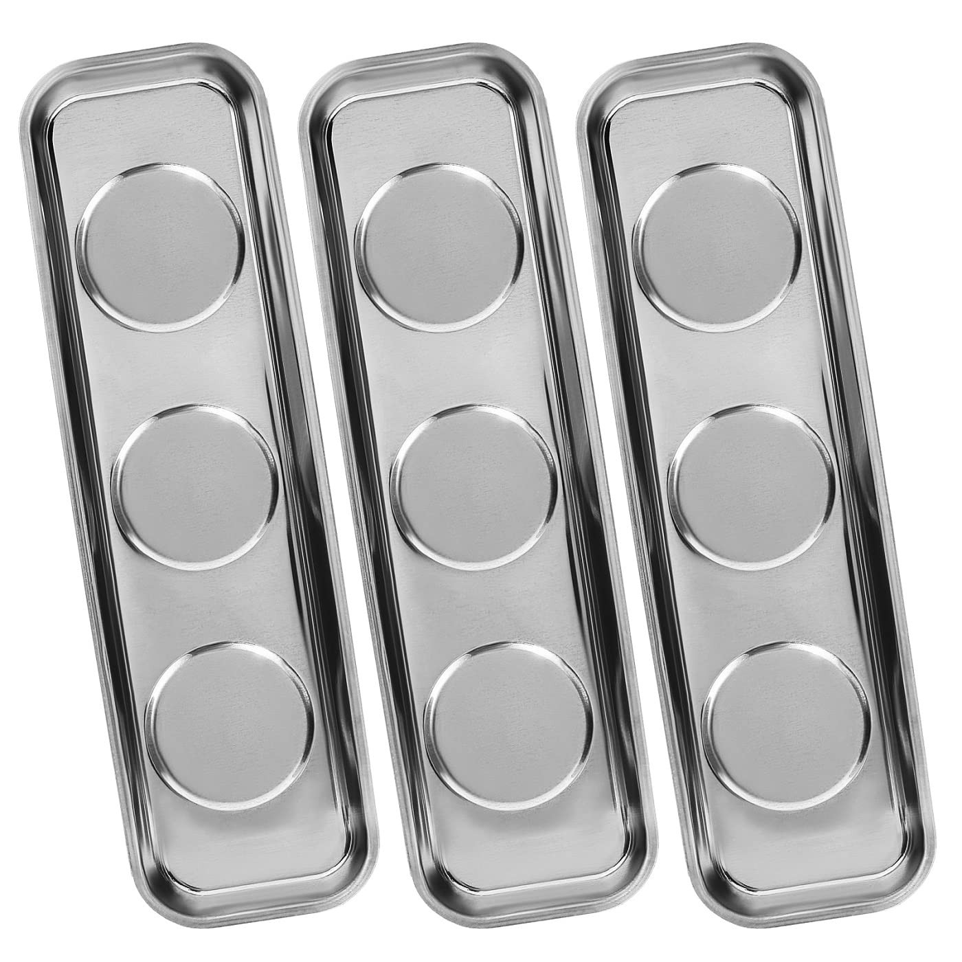 Magnetic Parts Tray Set for Nuts, Bolts, Screws - Strong Stainless Steel Trays