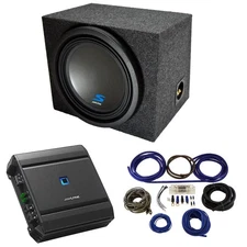 Car Stereo Rearfire Sealed Single 12 Alpine S-W12D4 Sub Box New & S-A60M Amp