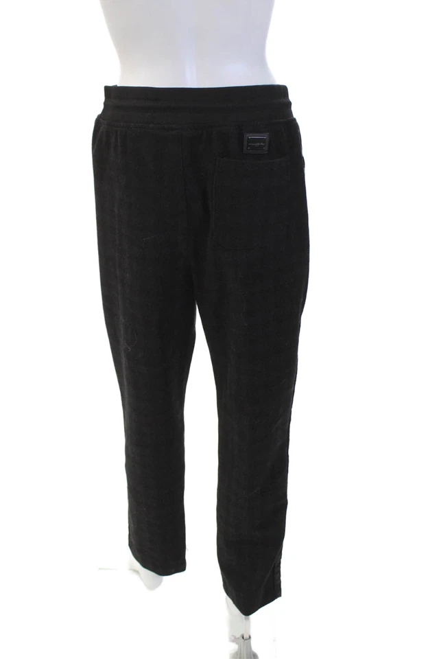 Calça Karl Lagerfeld Masculina Estampa Xadrez Cordão Cintura Perna Reta Preta Tamanho G - Imagem 3 de 4