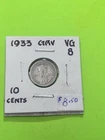 1933 Canadian George V .8 Silver 10 cent Dime.  Trending At $7.50
