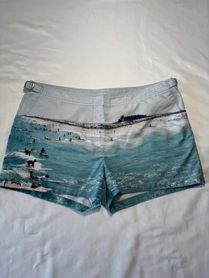Orlebar braune Boardshorts fotografisch Surfdruck UK 14