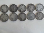 Lot of 10 Barber Quarters, 1892 to 1900, circulated
