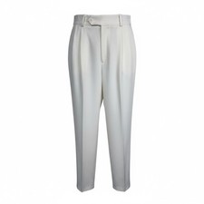 Christy Girl High Waist Pleated Tapered Pants Ivory 80s Vintage USA Women's 12