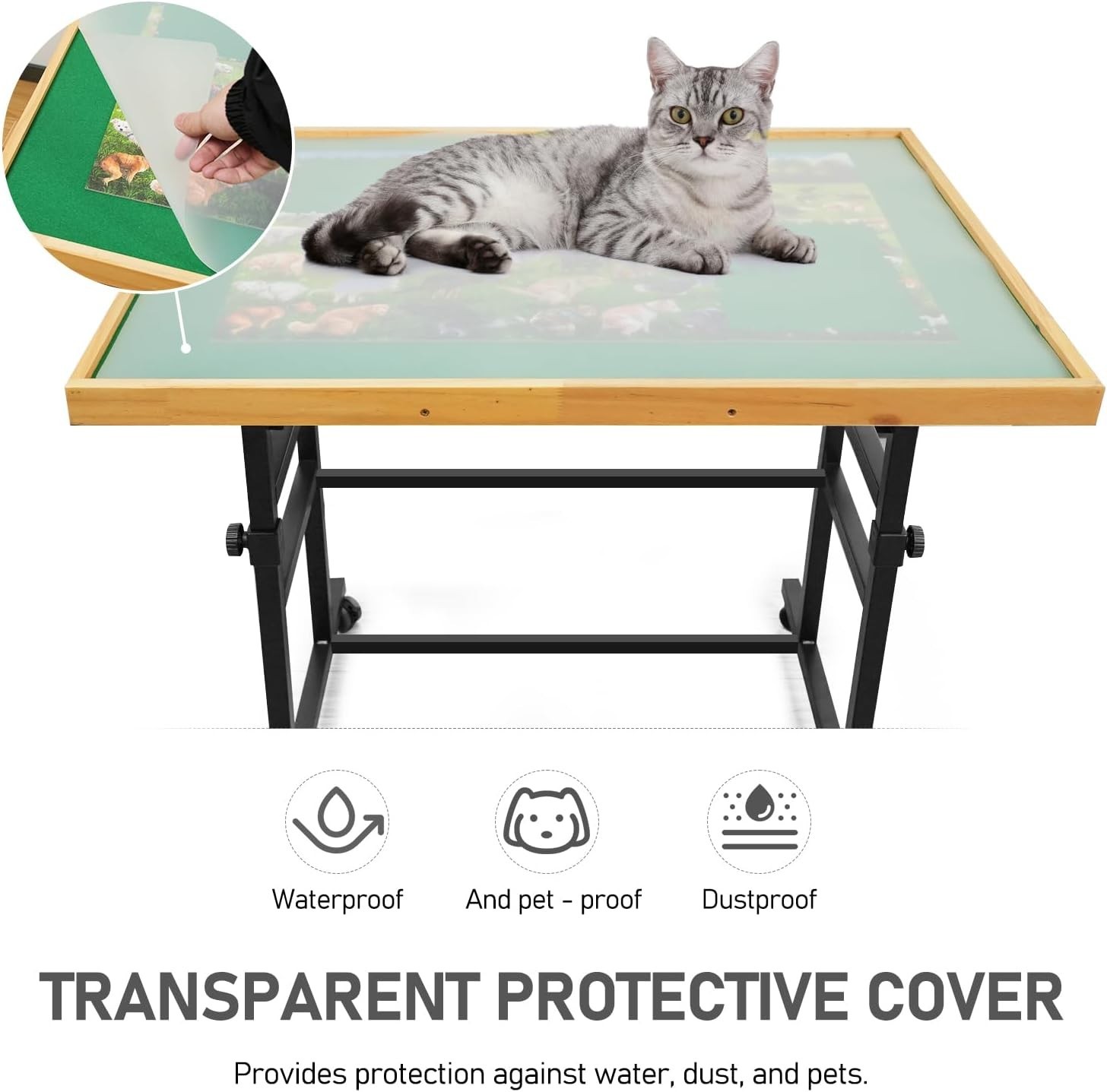 2000 Pieces Puzzle Table with Wheels, with Drawers and Cover, 40.16"X28.5" Adjus