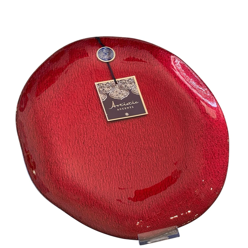 Artistic Accents Red Turkish Glass Charger Plate 13in Christmas Holiday New - Image 3 of 4