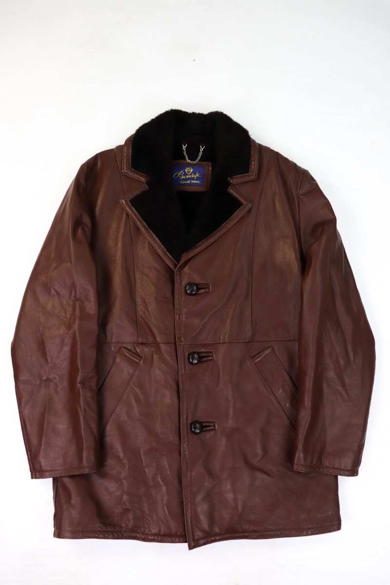 ジャケット・アウター Low classic CREASED LEATHER COAT_BROWN Vintage Bendyk Casual Wear Chocolate Brown Leather Acrylic Pile