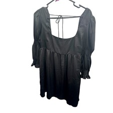 Lelis Long Sleeve Baby Doll Mini Dress Black Small