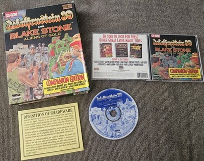 Wolfenstein 3D Blake Stone Companion Edition Big Box PC CD Disc Video Game RARE!