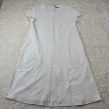 J.McLaughlin Catalina Cloth A-Line Dress Small White Greek Key Textured Pockets
