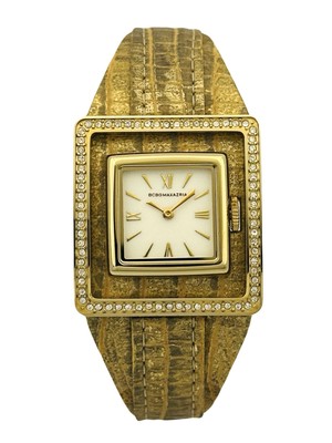 BCBGMAXAZRIA Ladies BG6091 Golden Case Gold Python Embossed Leather Strap Watch