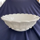 Westmoreland White Milk Glass Paneled Grape Pedestal Bowl 9-1/2 Inch