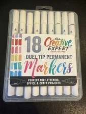18 Dual-Tip Permanent Markers. Easy To Carry. Case Included