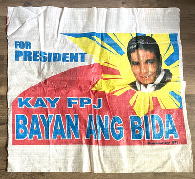 2004 Philippines Fernando Poe Jr Da King for President Campaign Banner 32 x 34