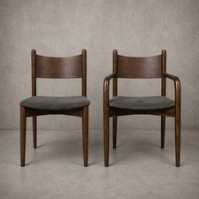 Pair of Mid Century Scandinavian Dark Wood Dining Chairs