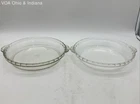 Pyrex Vintage 2 Piece Set Clear Glass Pie Pans Model 229 9.5 Inch Ovenware