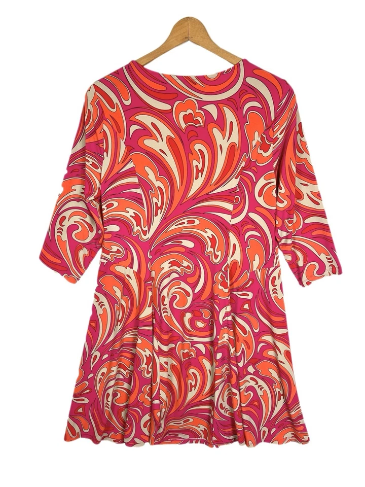 Susan Graver Women’s Size L Liquid Knit Retro Boho Groovy Midi Dress 3/4 Sleeve - Image 2 of 4