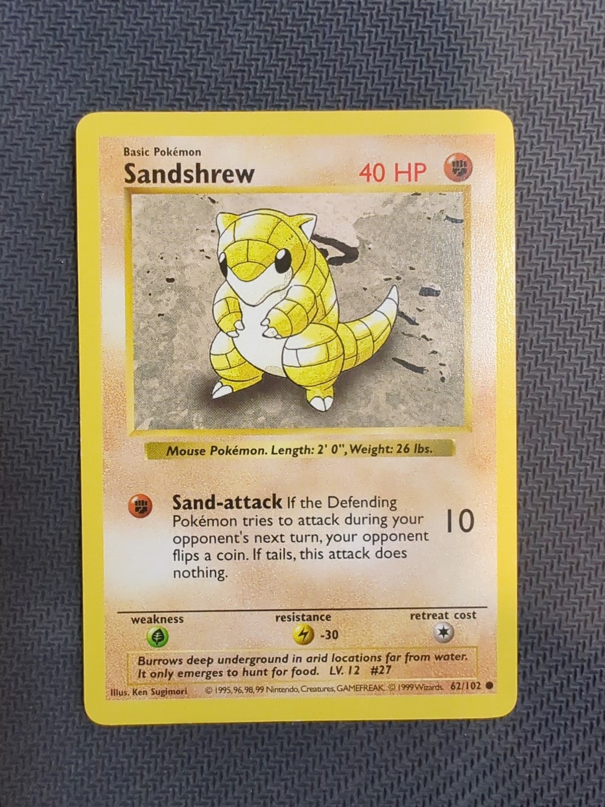 Pokémon TCG Sandshrew Base Set 62/102 Regular Shadowless Common | eBay