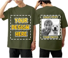 Personalized Custom Tee Front Back Chest Print Your Design Photo Logo Unisex