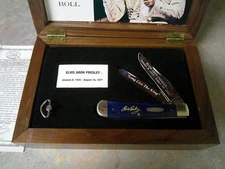 ELVIS PRESLEY CASE XX BLUE TRAPPER KNIFE IN WOOD BOX 6240BPB