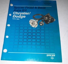 Dana Spicer Front & Rear Axle Kits Catalog Manual 1979-84 Chrysler Dodge