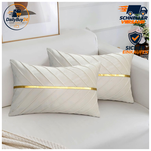 Kissenbezug 30X50 Cm 2Er Set Samt Beige Dekokissen Sofakissen FüR 2 StüCk-image