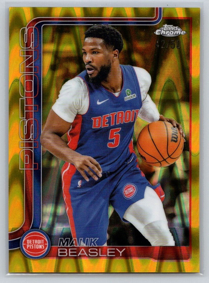 2025-26 Topps Chrome #36 Malik Beasley Gold RayWave Refractor #/50