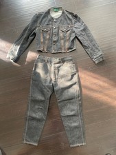 1990s Jean Paul Gaultier Junior cropped Denim Zipper Suit. RARE