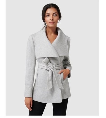 Forever New Light Grey Wrap Coat in Aus 8