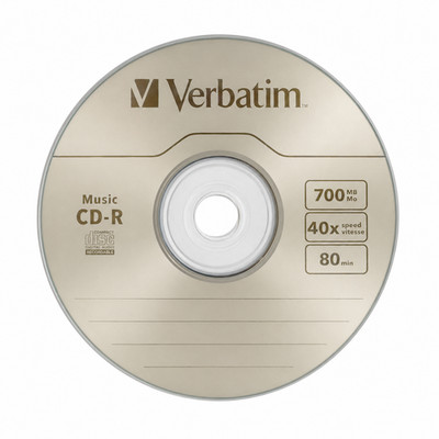 VERBATIM Music CD-R 700MB 40X Branded Logo Audio Blank Disc 10 Pack in Sleeves