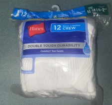 Hanes Boys Cushion Crew Socks 12 Pairs Size Size Medium Shoe Size 9-2