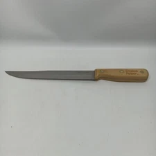 Vtg 14"/9" Blade Knife Chicken Helper Colonial Kitchen 3 Rivet Wood Handle