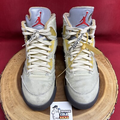 NIKE AIR JORDAN V 5 RETRO SP OFF-WHITE SAIL MUSLIN FIRE RED BLACK