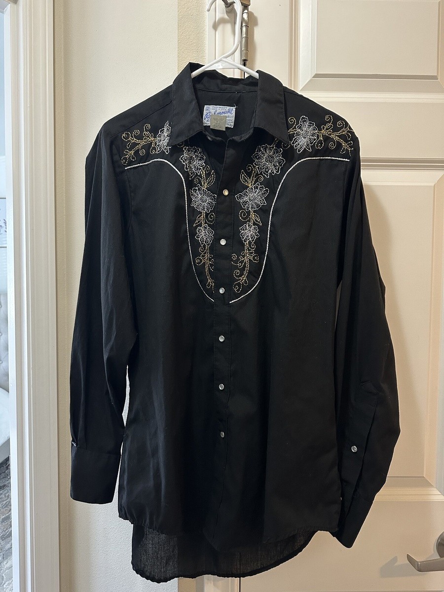 Rockmount Ranch Wear Tru-West Snap Shirt Men 16M Embroidered