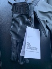 Nike Batting Gloves Black Alpha Huarache Edge - Unisex - Size Youth Large NEW 