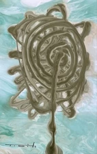 Tonito Original One of a Kind art painting.Organic realism.FLOWER from a String