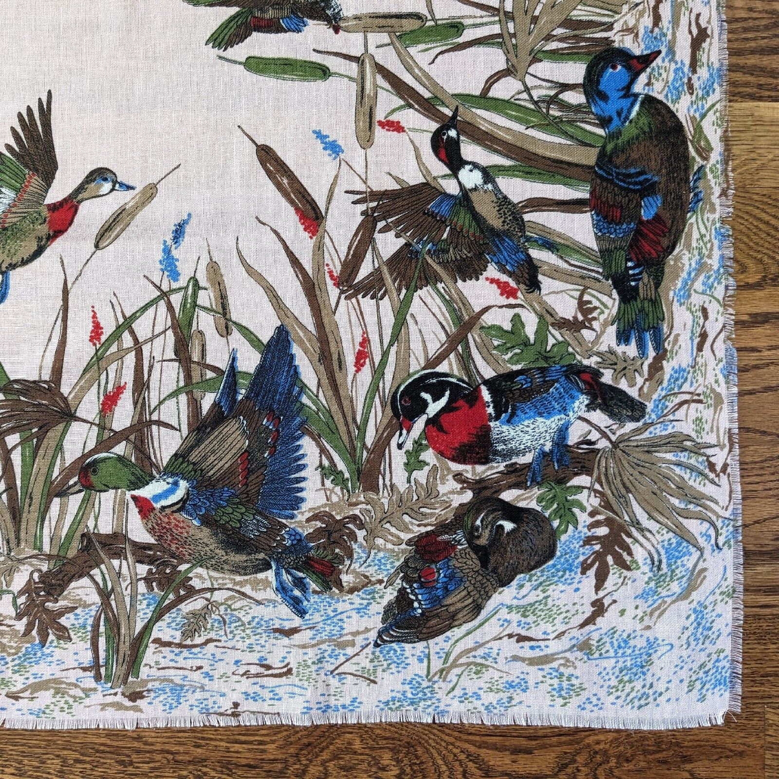 JP Collections Scarf Shawl Square 45" Soft Fabric Italy Mallard Wild Ducks Marsh