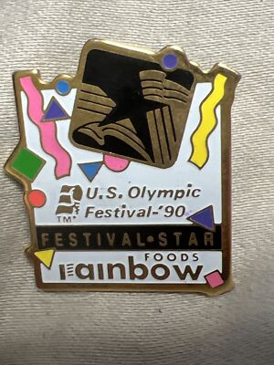 Estate US Olympic Festival 1990 Enamel & Goldtone Hat Lapel Pin New Old Stock