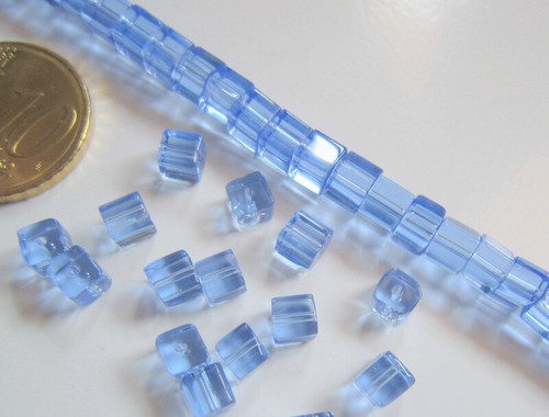 Perlas cubo cristal 4 mm azul celeste X 50 UNIDADES transparente abalorios - Imagen 5 de 5