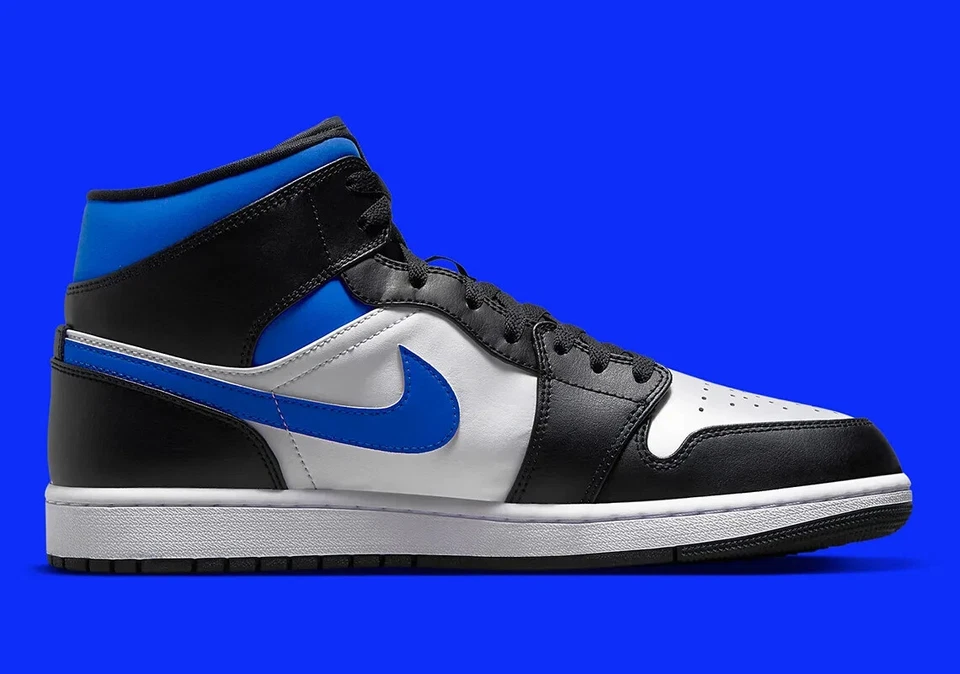 Nike Air Jordan 1 Mid Blanco Negro Corredor Azul 2021 554724-140 Hombre Talla 13 Foto 3 de 4