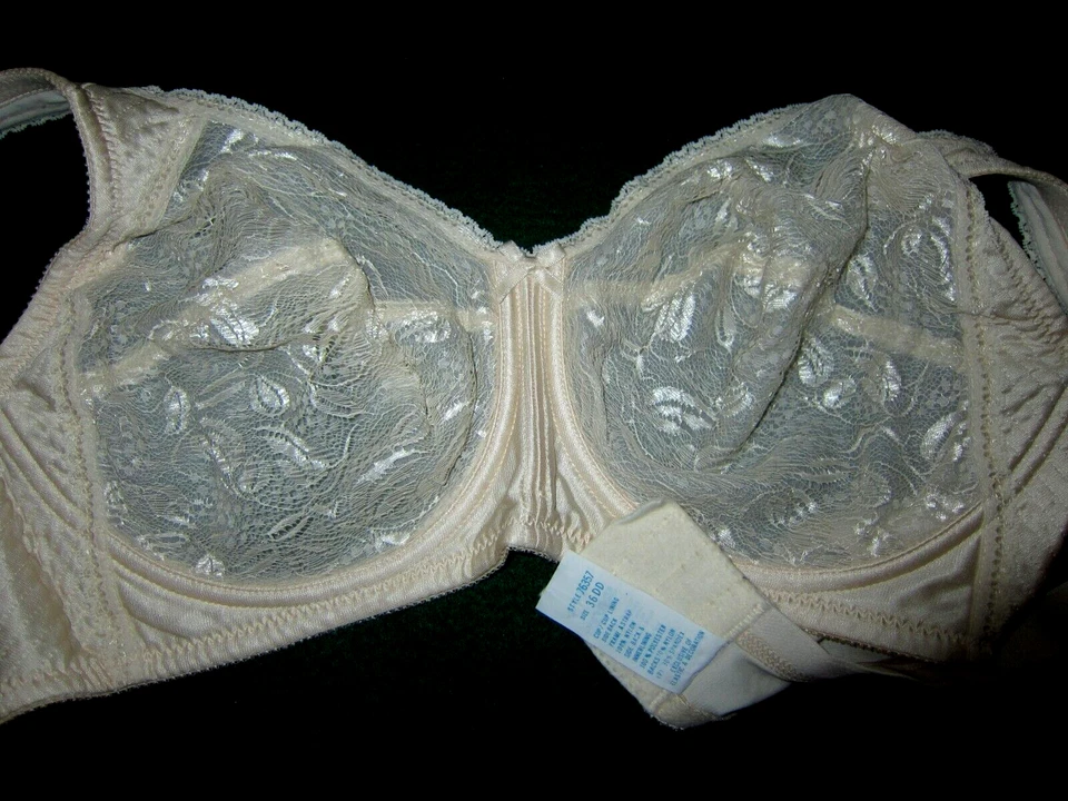 NEW Vintage Sears AH H EMBROIDERED FLORAL SHEER LACE SATIN SILKY BRA 36DD 76357 - Image 3 of 4