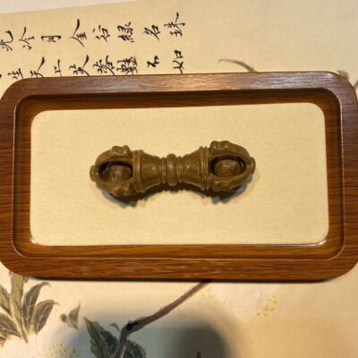 Natural Zitan Wood Vajra Dorje Handheld Carving Bell Ritual