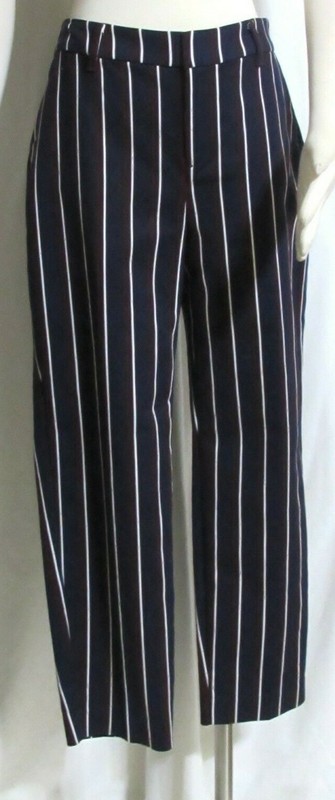 New Women's Ladies OLD NAVY Navy Blue Striped Ankle Length Pants Leg Pants 8