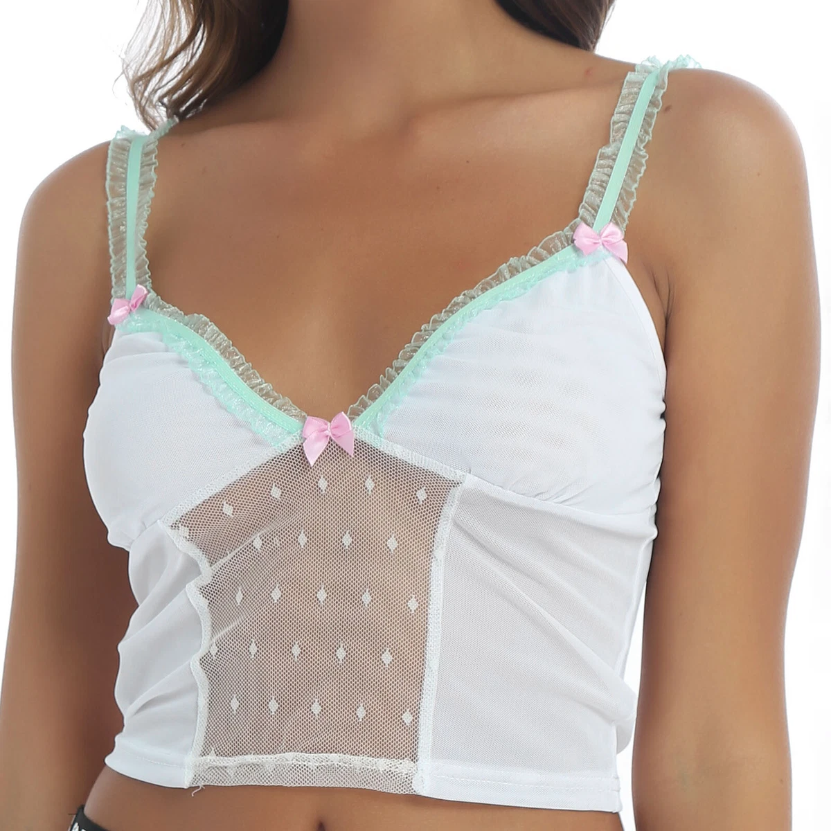 Sexy mesh crop top long sleeve halter backless shop y2k top fashion patchwork camisole off shoulder