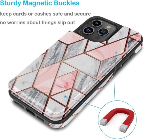 Funda de cuero para teléfono iPhone 15 Pro Max 14 13 12 11 billetera porta tarjetas cubierta - Imagen 35 de 52